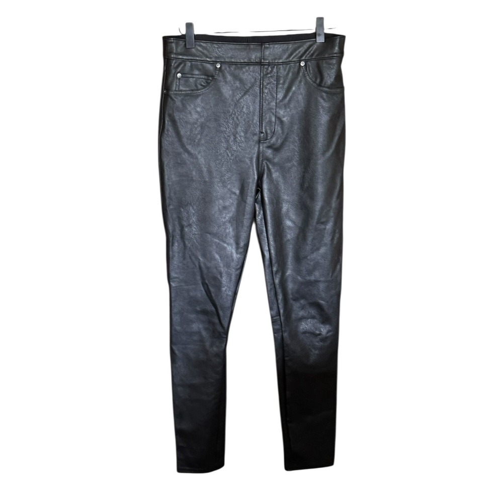 Spanx Leather Like‎ Faux Pants  Medium Ankle Stretch Pull-On Pants Shaping Black